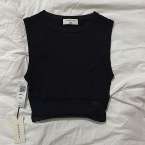Babaton Black Pointelle Knit Tank Top - Size 2XS